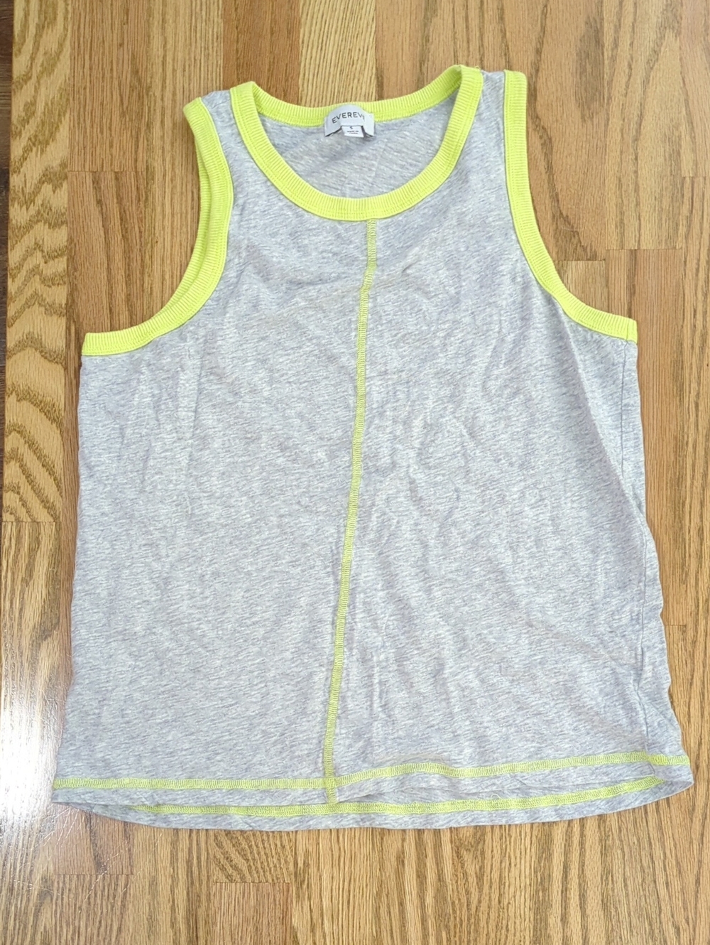 Evereve Light Gray Tank with Neon Yellow Trim